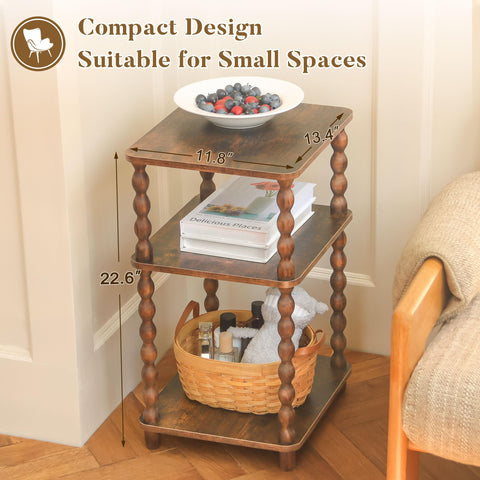 Fultyle bedside table with rounded edges for safe family use.
