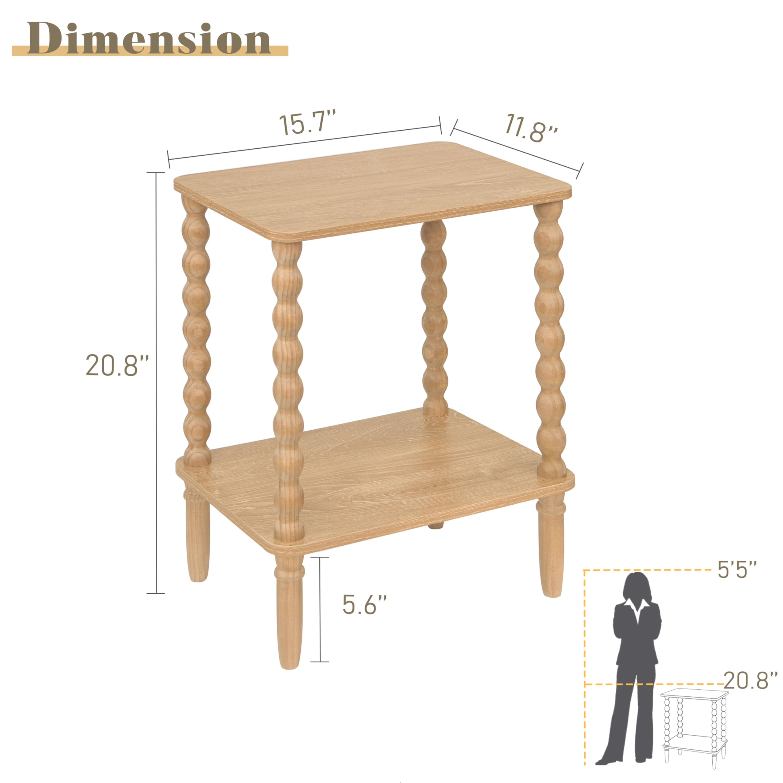 Fultyle End Table with 2-tier storage keeps books and remotes organized