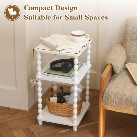 Fultyle End Table rounded edges improve safety in tight spaces and hallways.