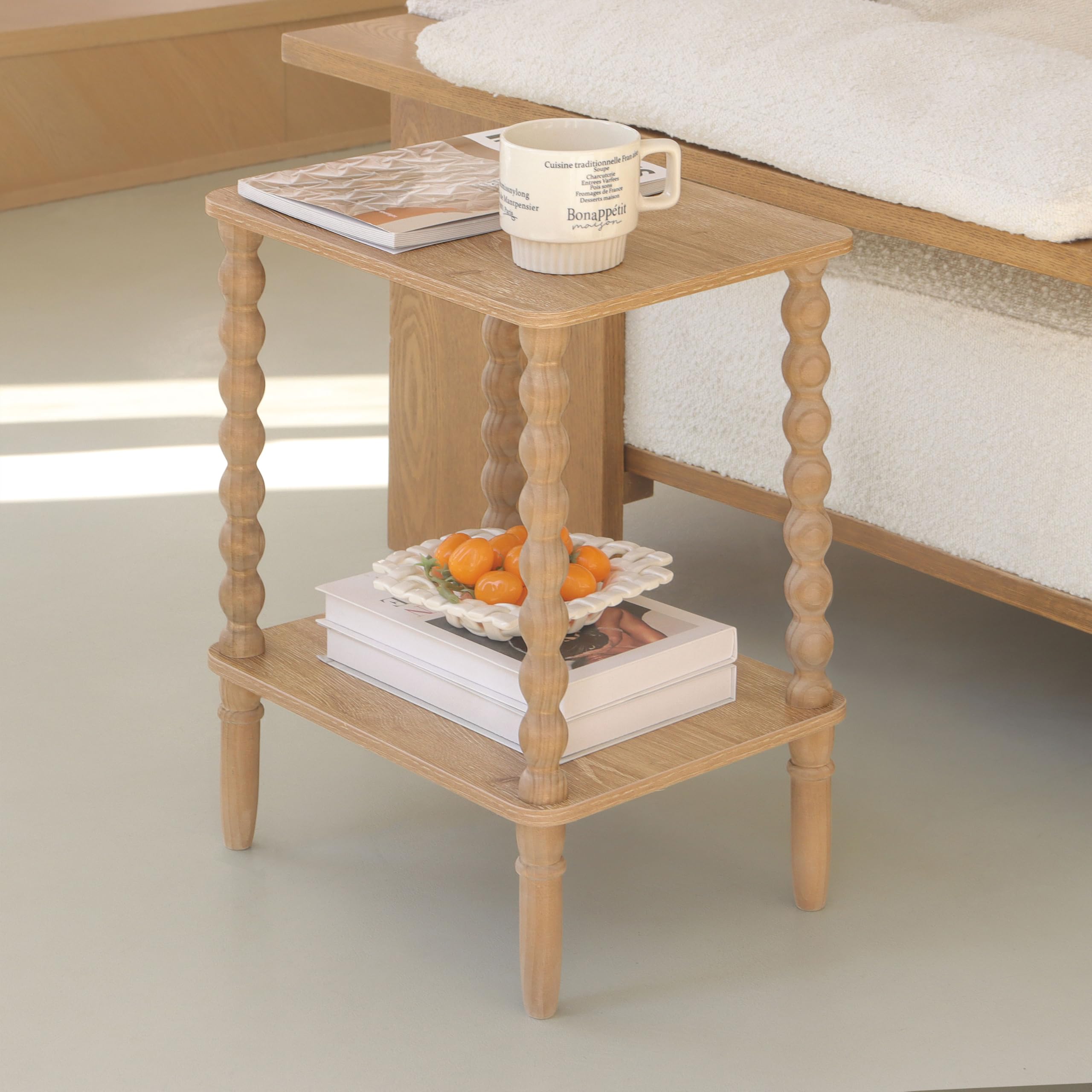 Fultyle End Table with spindle legs adds retro charm and stable support