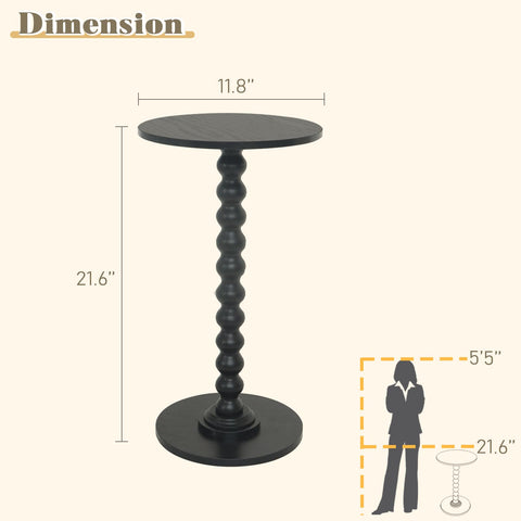 Fultyle round side table with wooden ball connector leg for elegance