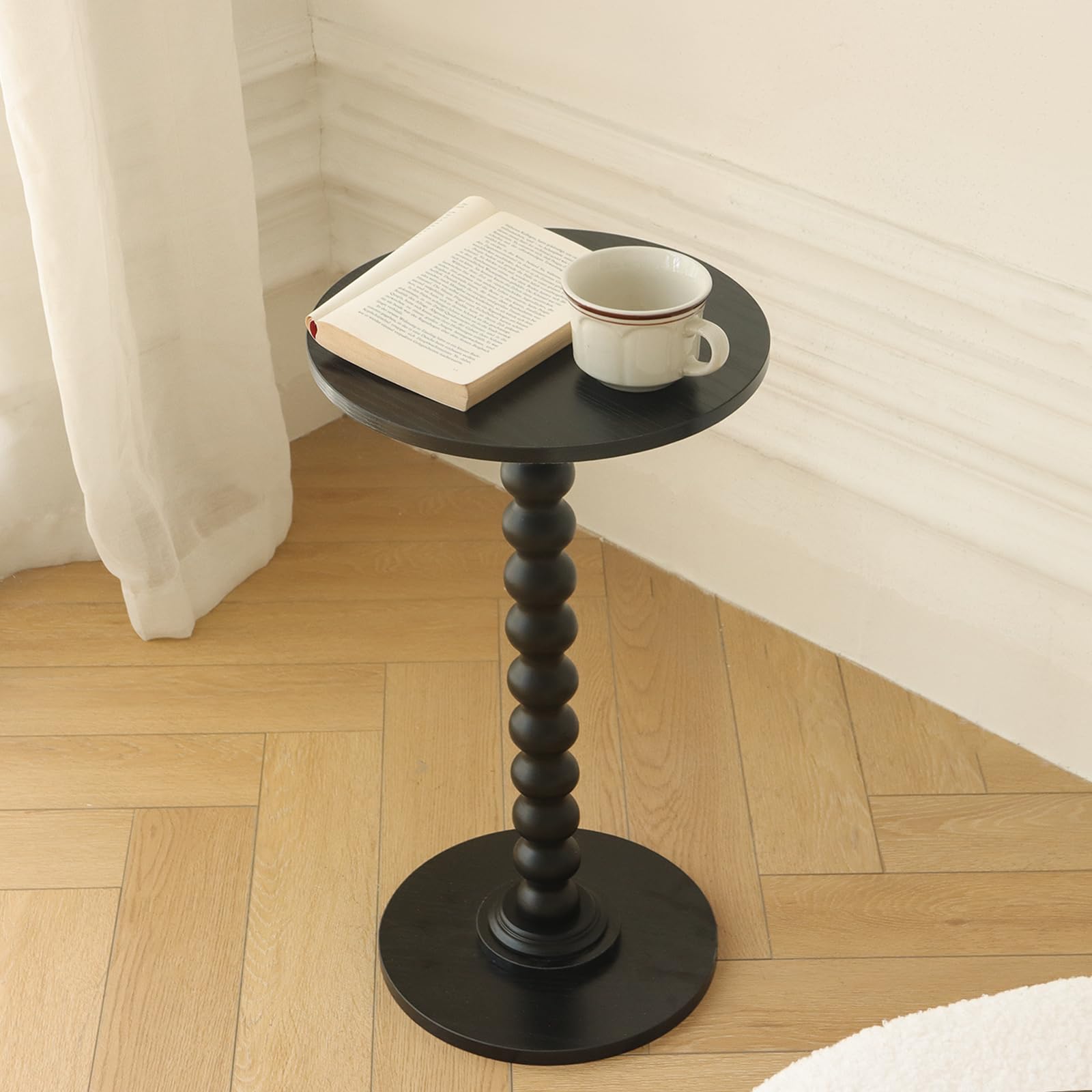 Fultyle round side table with walnut grain finish for modern decor