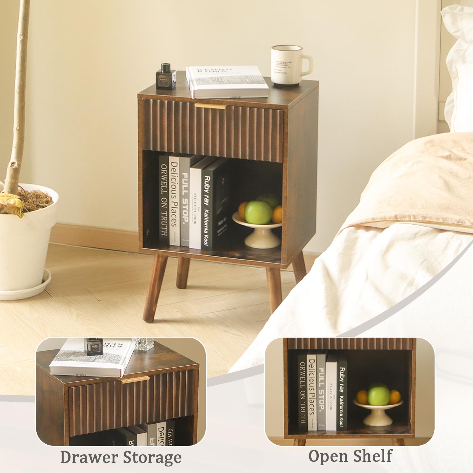 Fultyle rustic brown end table suited for living rooms and bedrooms