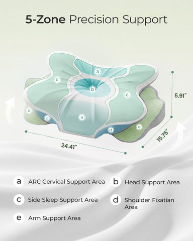 fumacos cervical neck pillow memory foam core cradles head and neck.