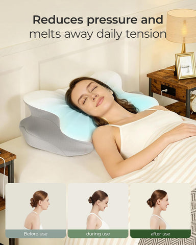 fumacos cervical neck pillow two-height design for versatile sleep positions.