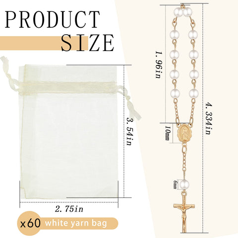 Fumete acrylic rosary beads with imitation pearls, elegant party favors.