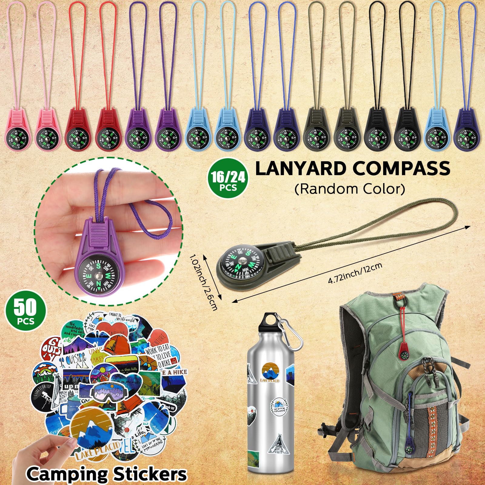 Fumete mini compasses with nylon accents for outdoor exploration