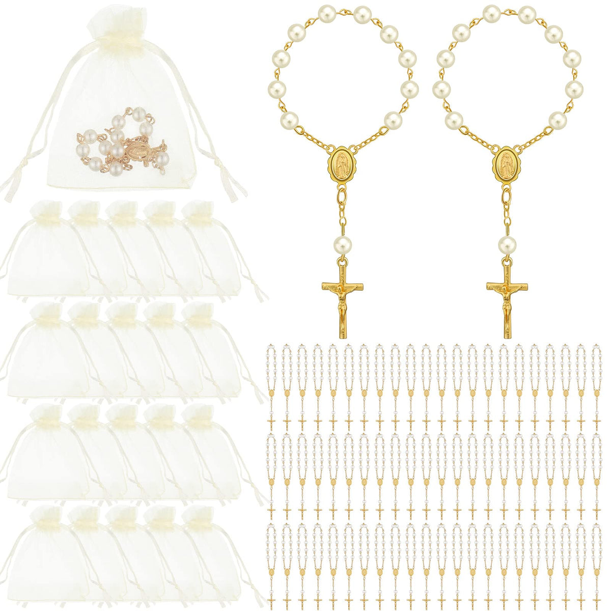 Fumete mini rosary favors for baptism, compact and colorful keepsakes.