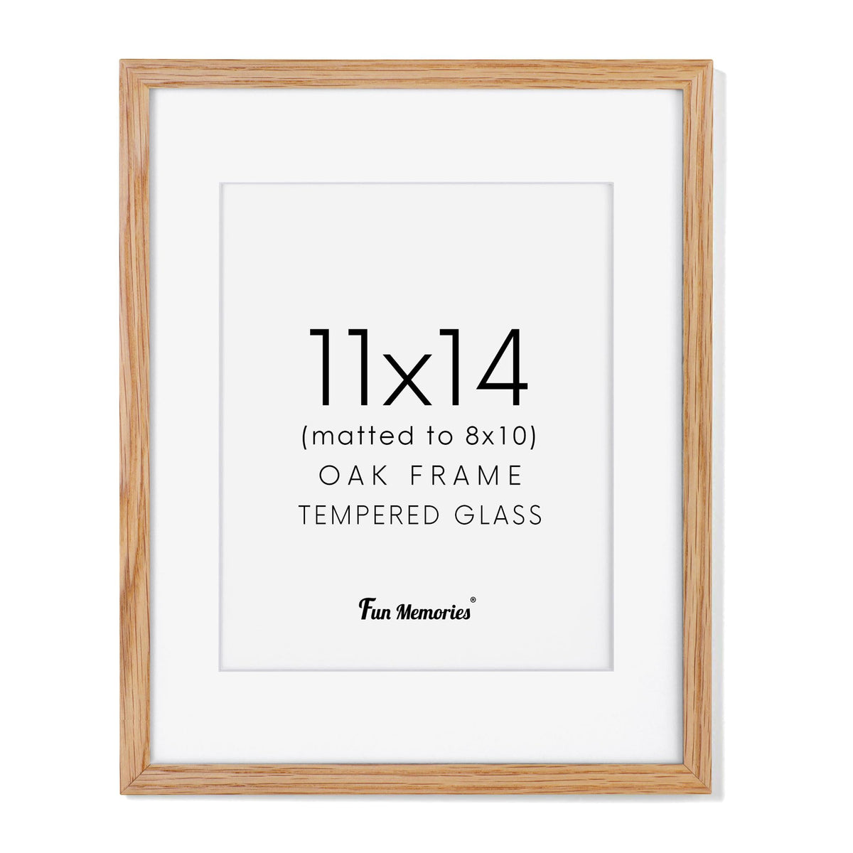 Fun Memories 11x14 oak frame highlights natural wood grain for timeless wall displays.