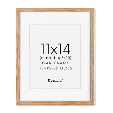 Fun Memories 11x14 oak frame highlights natural wood grain for timeless wall displays.