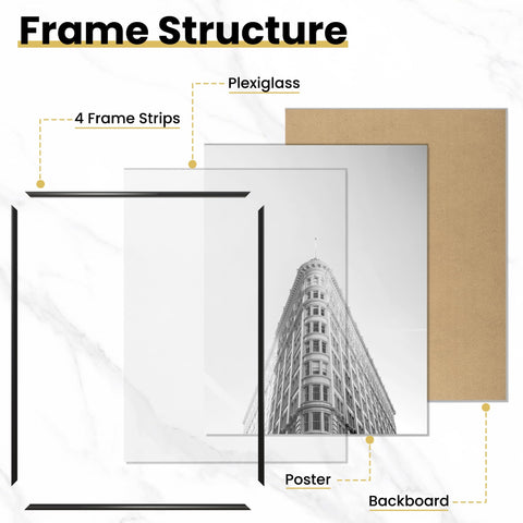 Fun Memories 16x20 frame showing slim black frame for posters and prints