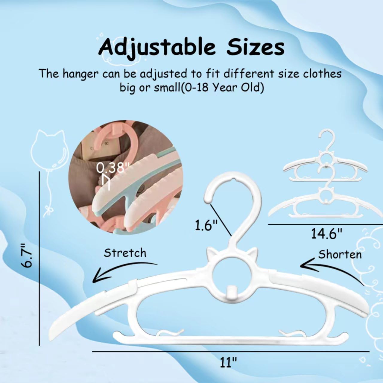 Funamily baby hangers with dual hooks simplify outfit layering.