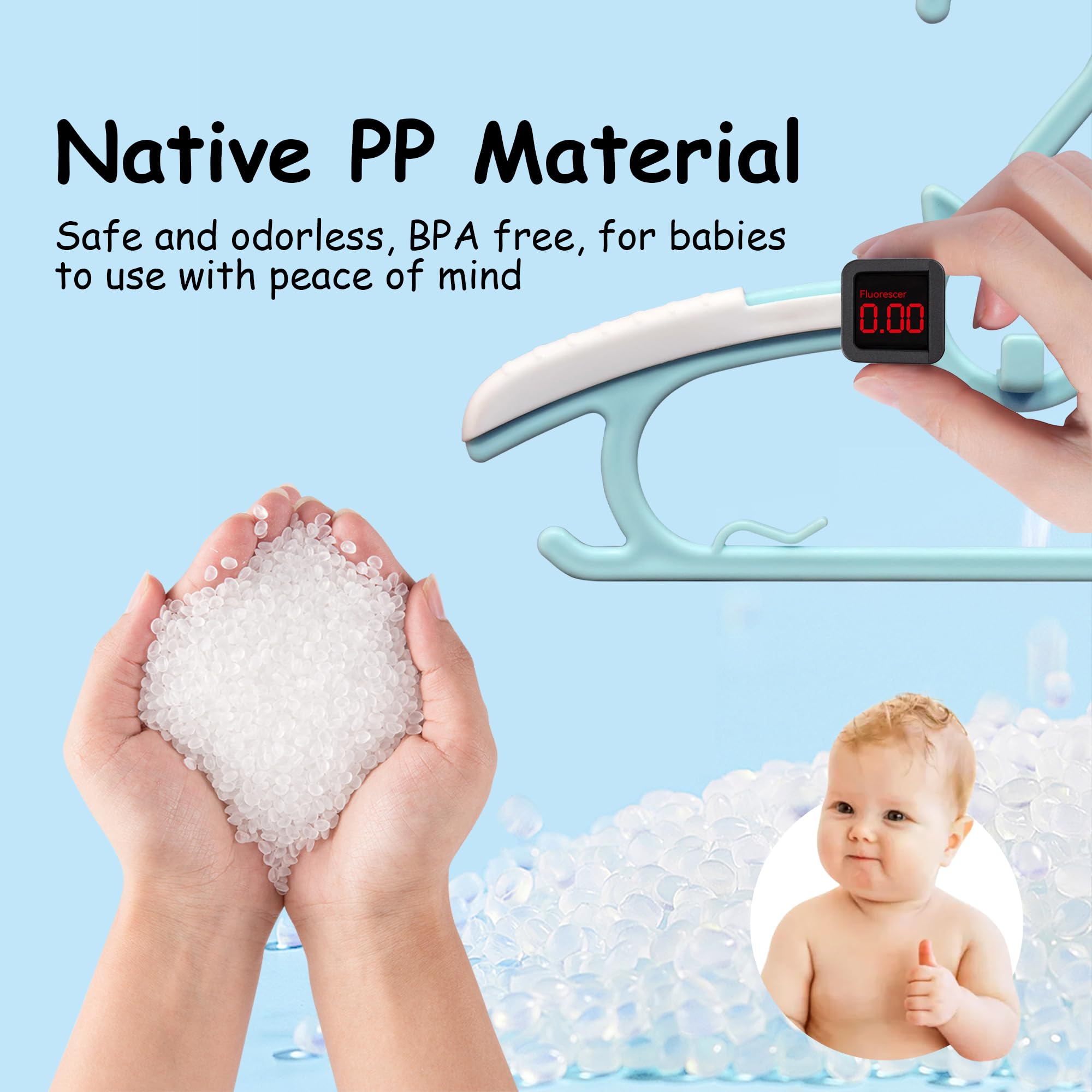 Funamily extendable baby hangers adjust from 11 to 14.6 inches for newborn to teen sizes.
