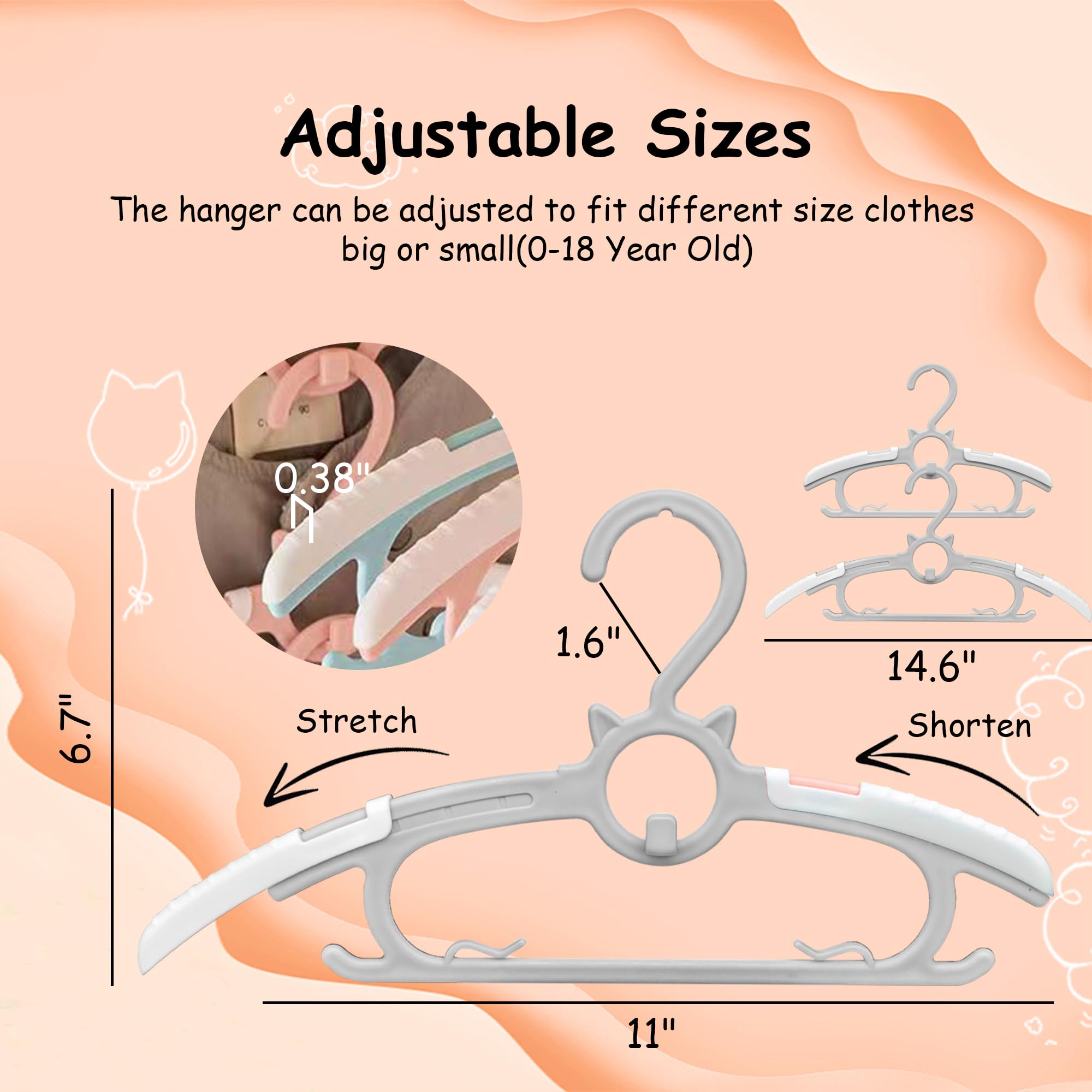 Funamily hangers with dual hooks for tops and pants coordination