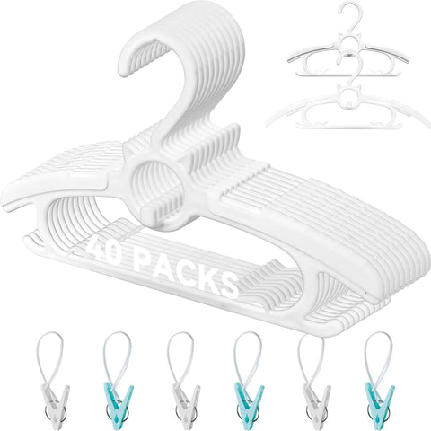 Funamily baby hangers with extendable shoulders keep growing outfits organized.