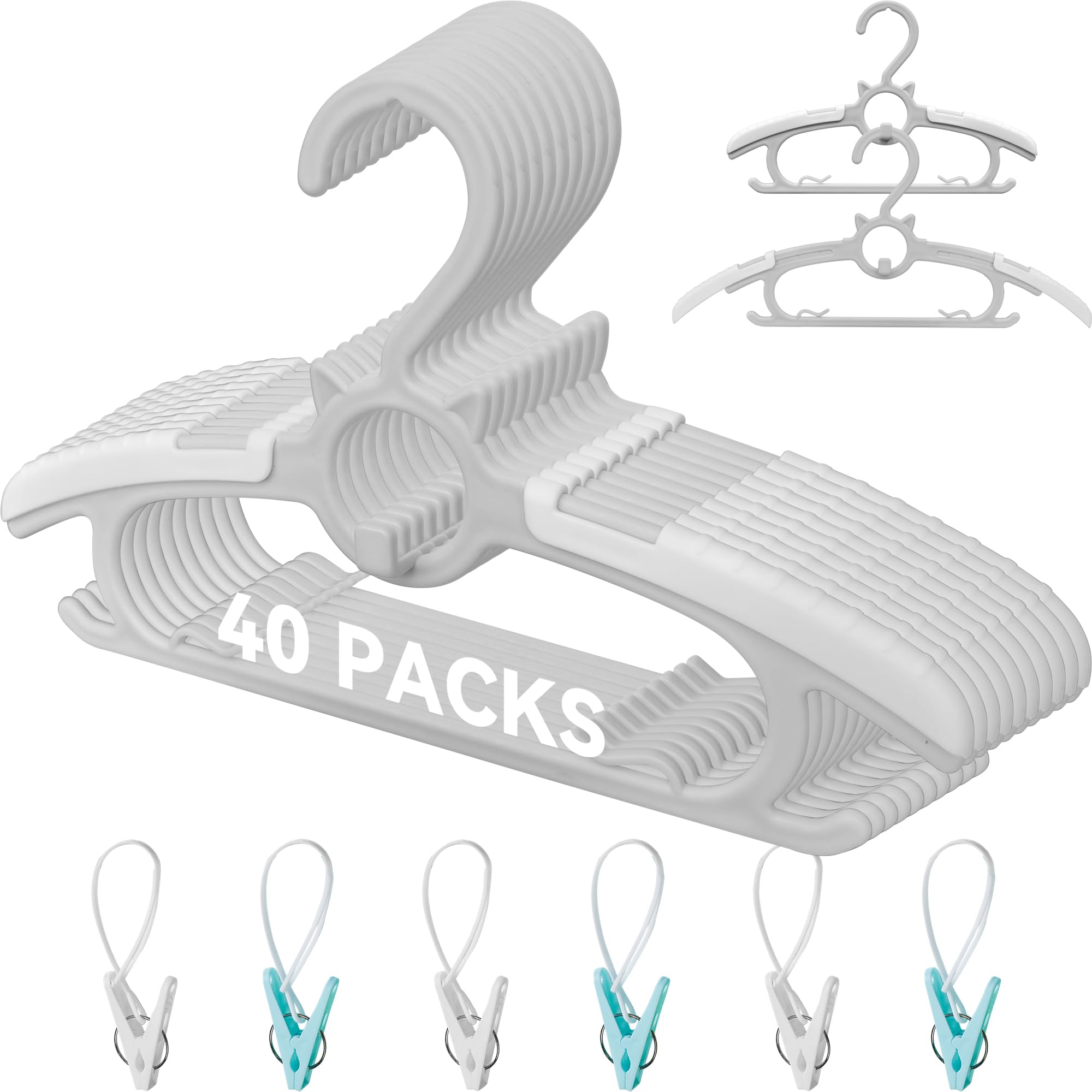 Funamily baby hangers with extendable shoulders for newborn to teen clothing organization