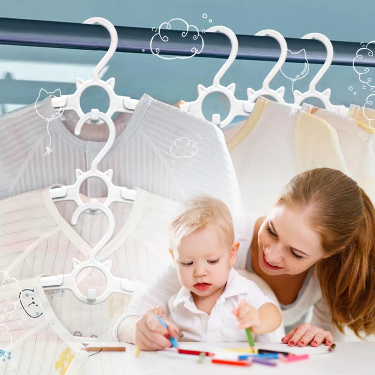 Funamily hangers with a large hook fit most closet rods.