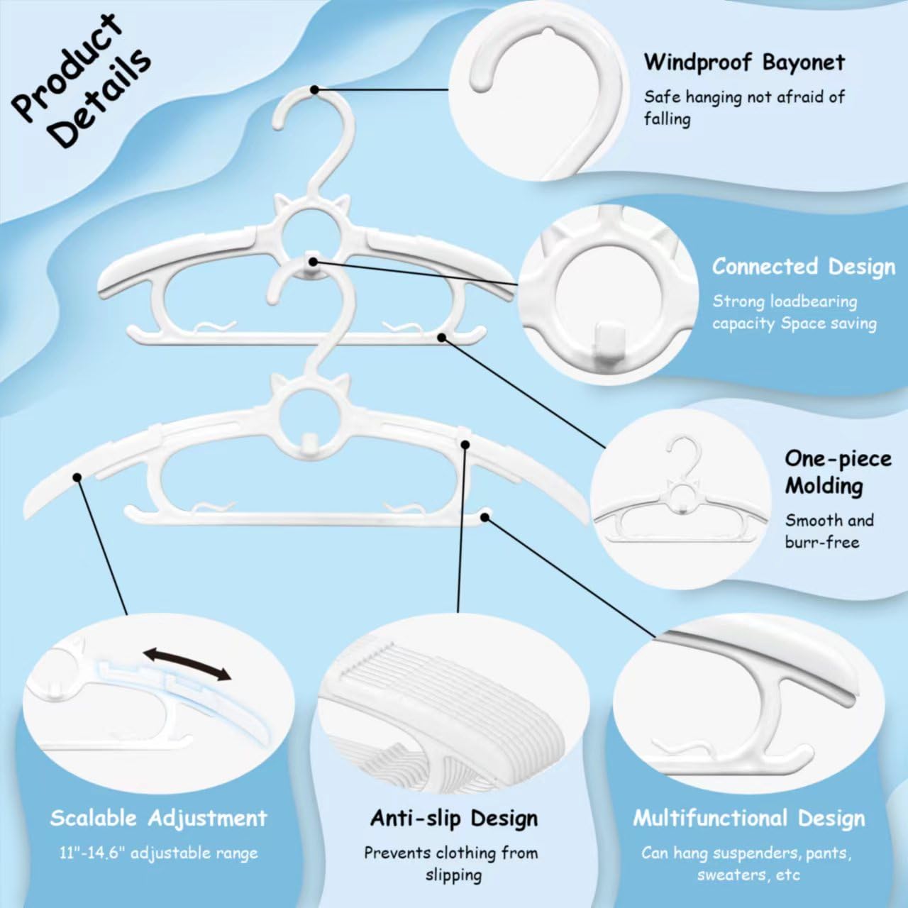 Funamily baby hangers with clips dry socks and towels.