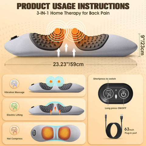 FunBy 3-in-1 Lumbar Pillow heat therapy for cozy warmth and improved circulation
