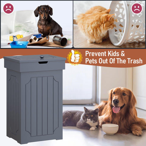 Function Home trash can cabinet design prevents pet access.