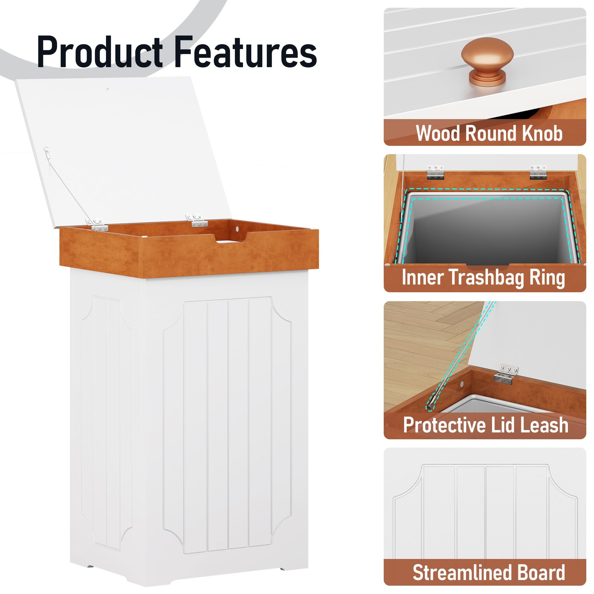 Function Home trash can cabinet easy cleaning with damp cloth