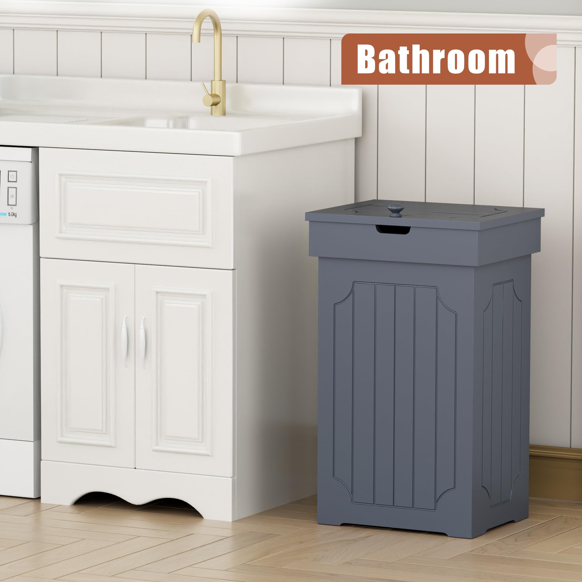 Function Home trash can cabinet interior with ring aids easy bag changes.