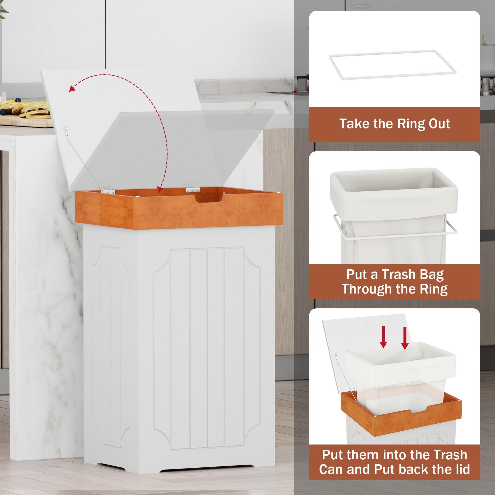 Function Home trash can cabinet white farmhouse finish for kitchen style