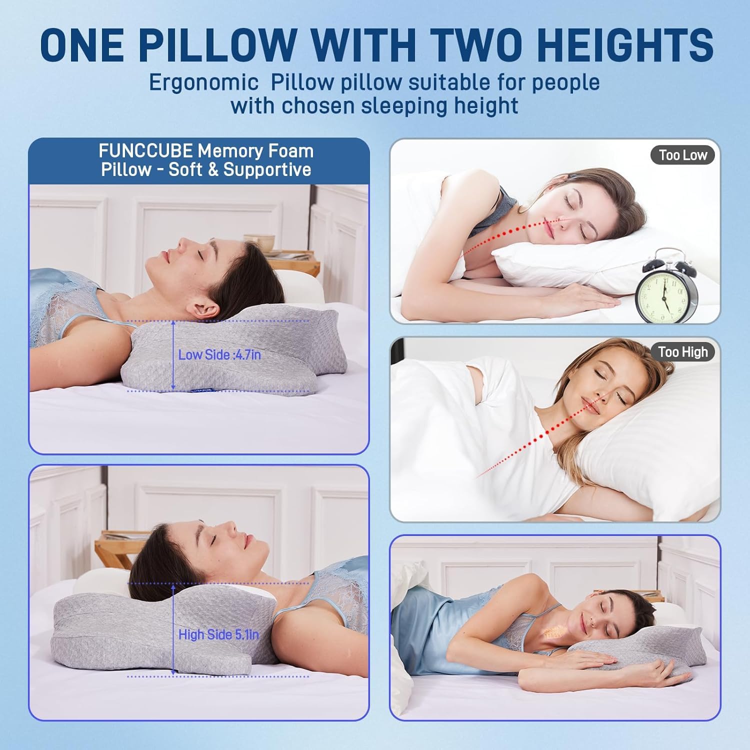 FUNCCUBE breathable pillowcase grey white aids air flow and cooling