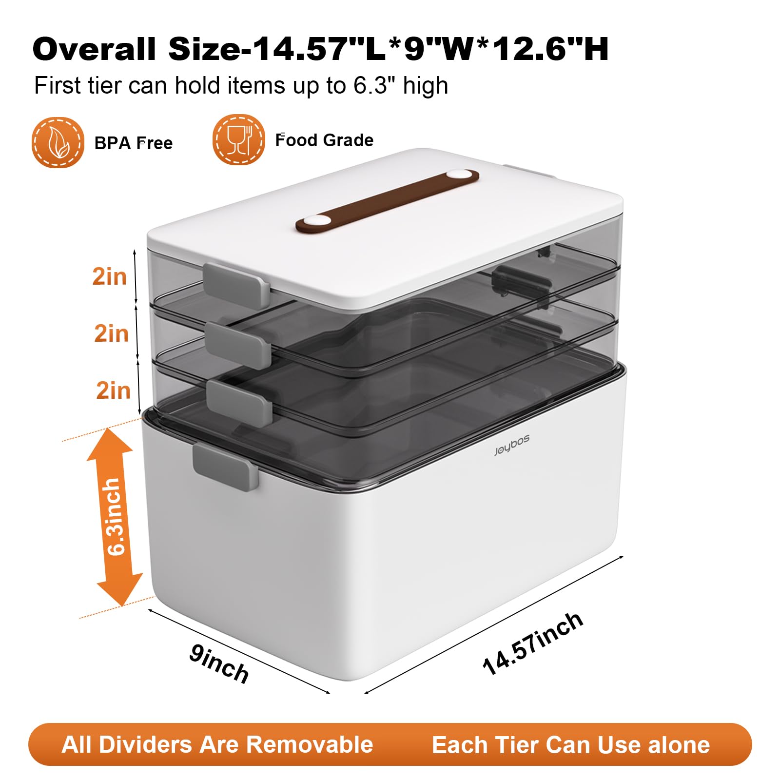 Funest lower layer holds items up to 6.3 inches for versatile storage.