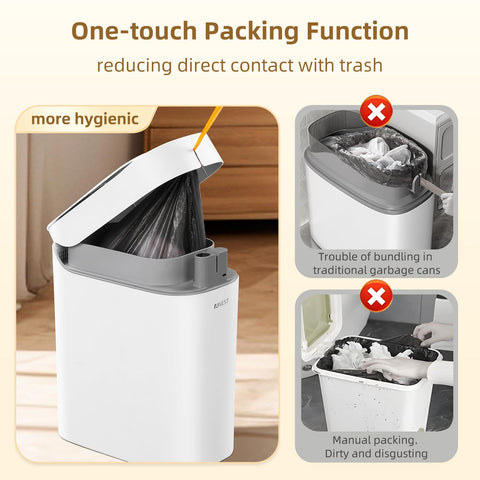 Funest smart trash can one-second packing for quick hygienic bagging