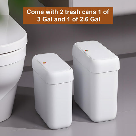 Funest two-pack trash cans for versatile use in bathroom or office.