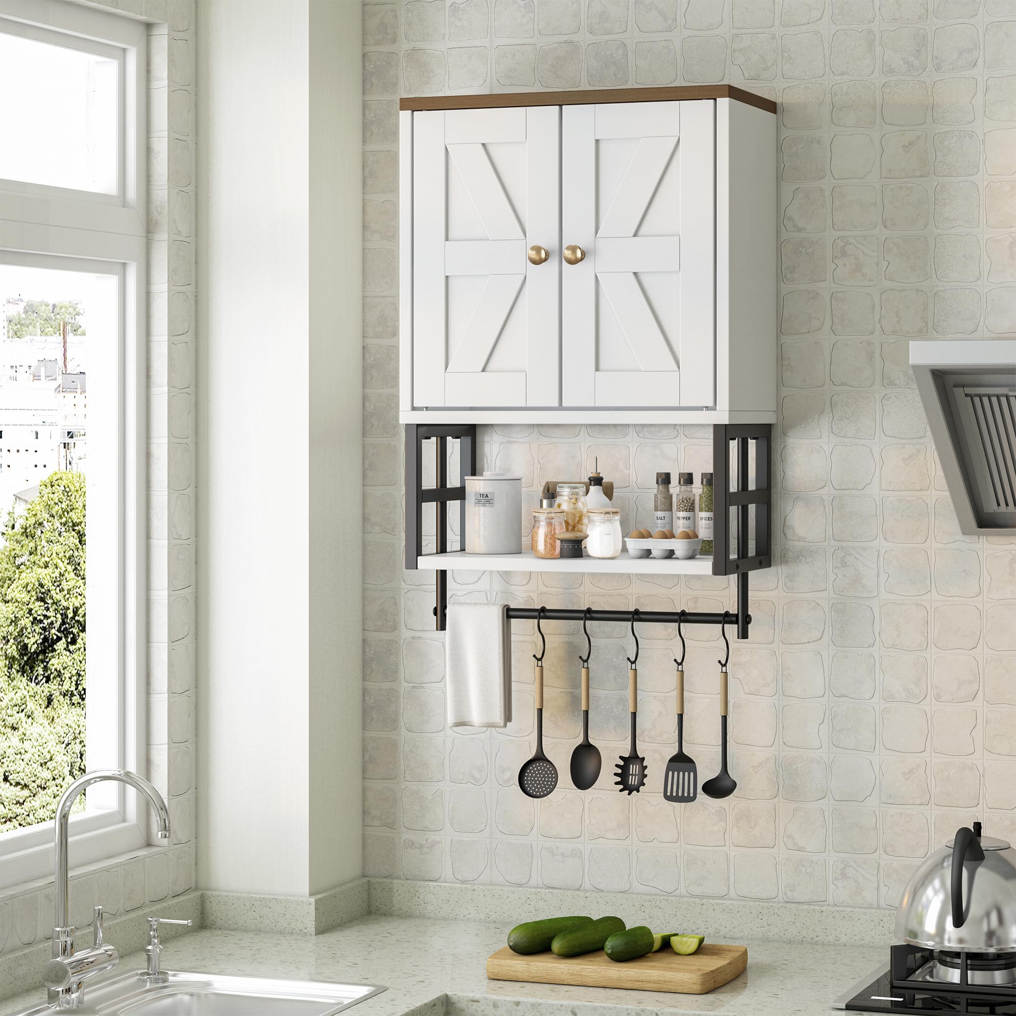 FUNHUKSON cabinet includes hardware and predrilled holes for quick installation.