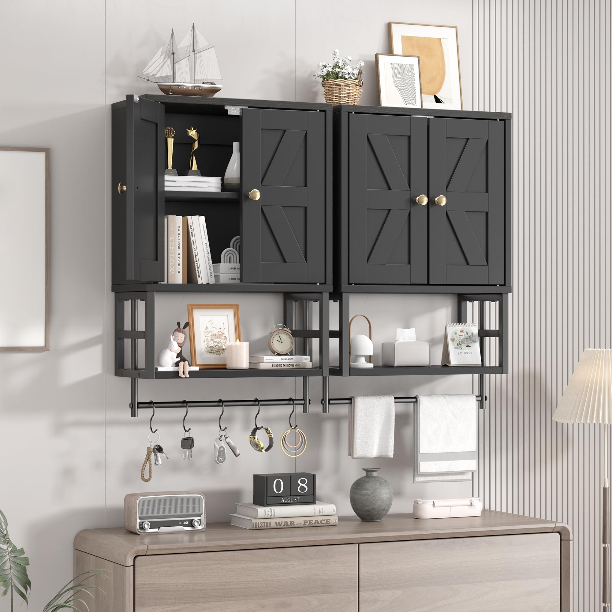 FUNHUKSON cabinet removable towel bar for flexible bathroom storage