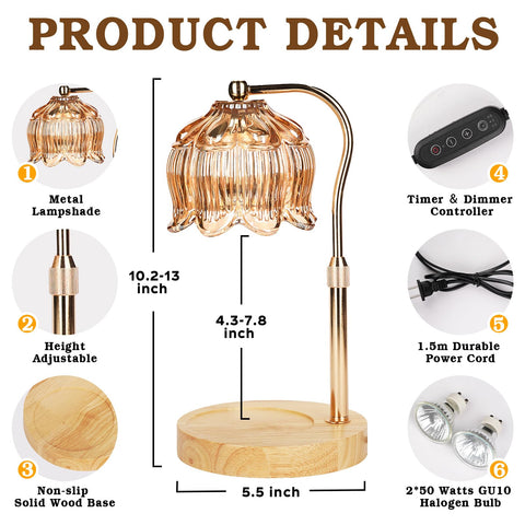 Funistree candle warmer lamp dimmable control sets mood from bright to soft.