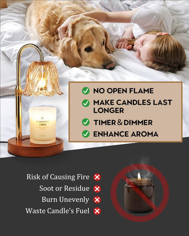 Height-adjustable Funistree gold candle warmer lamp fits various jar candles