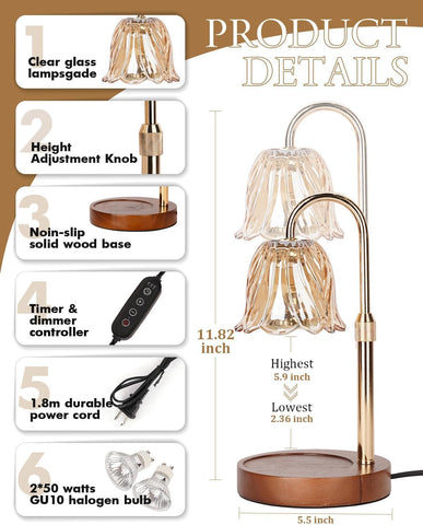 Gold finish of Funistree candle warmer lamp complements living room decor