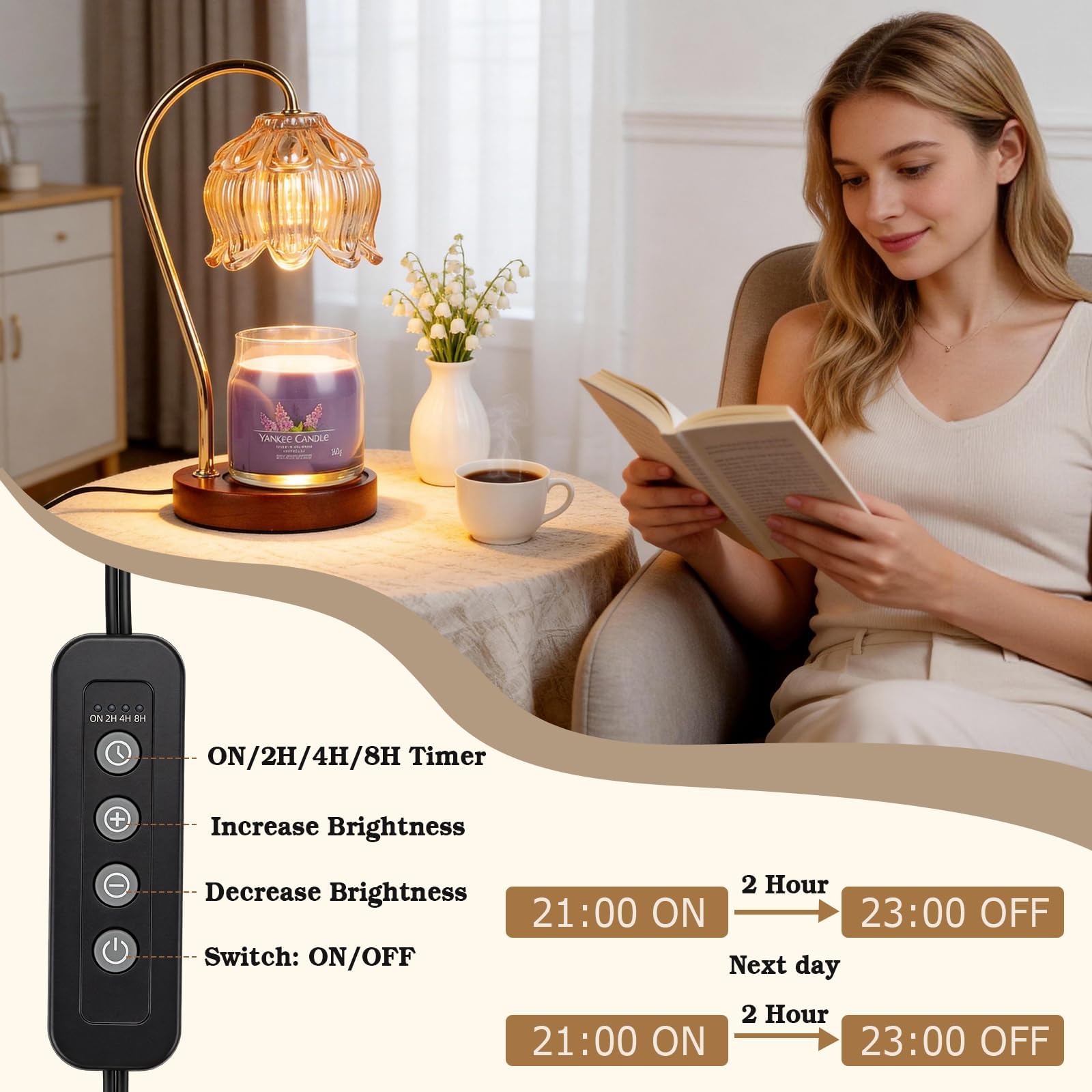 Funistree Lotus-design Candle Warmer adds elegance while heating wax