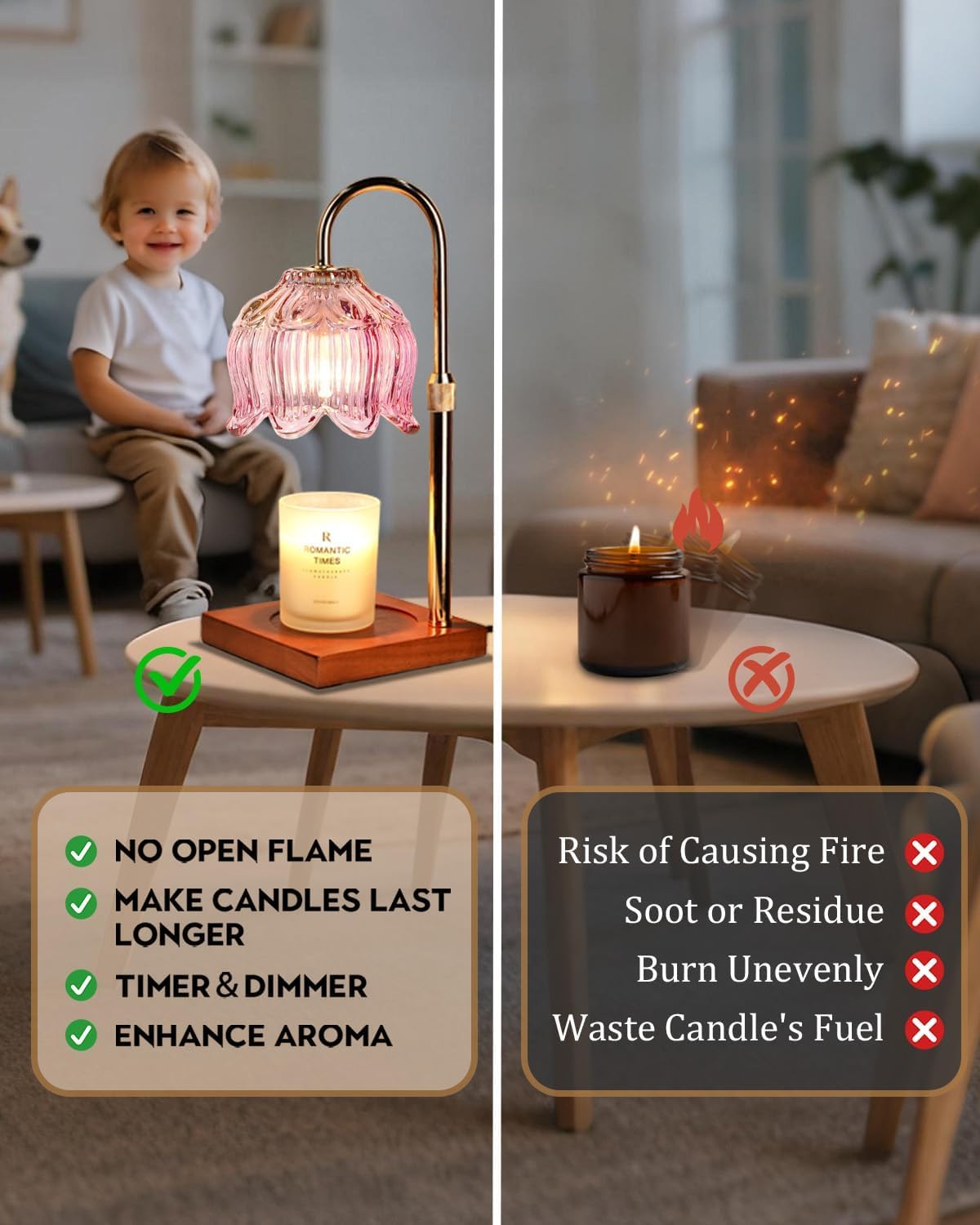 Funistree jar candle compatible warmer melts wax safely without flame