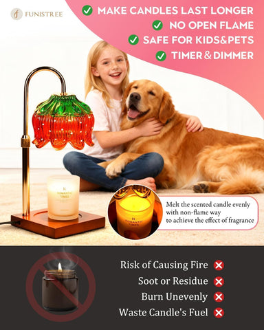 Funistree warmer brightness control enables gentle to strong warmth.