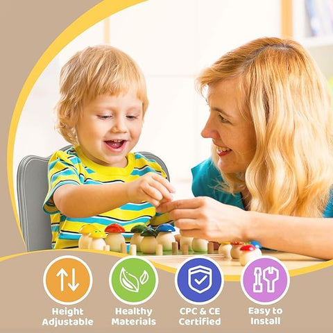 FUNLIO chair at 30 cm height suits older toddlers for meals and study.