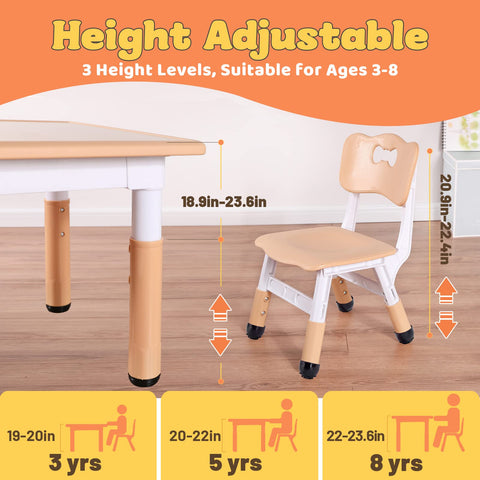 FUNLIO chairs with adjustable heights suit kids at different ages.