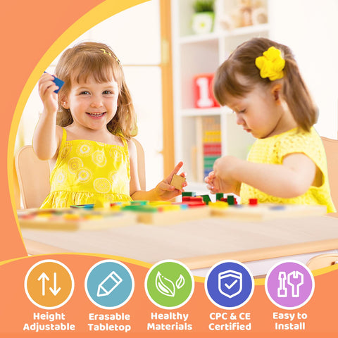 FUNLIO height-adjustable table supports growing children through years.