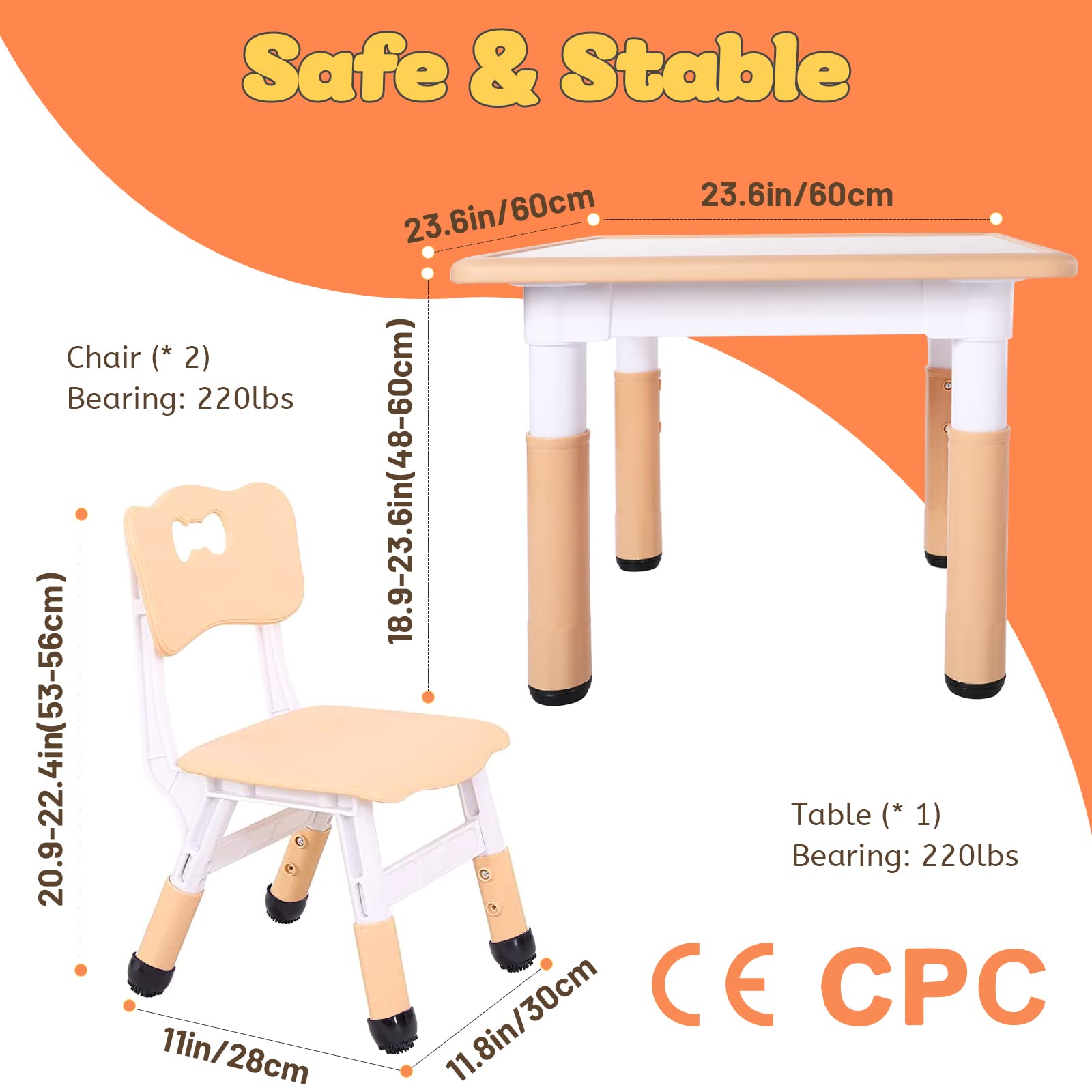 FUNLIO table features safety with rounded corners and curved seat backs.