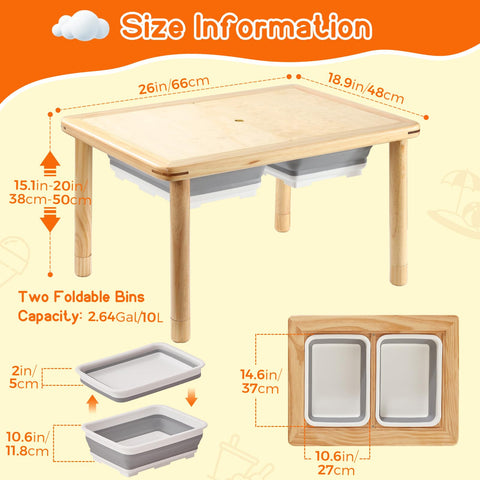 Funlio packaging includes table, two bins, lids, and leg sets.