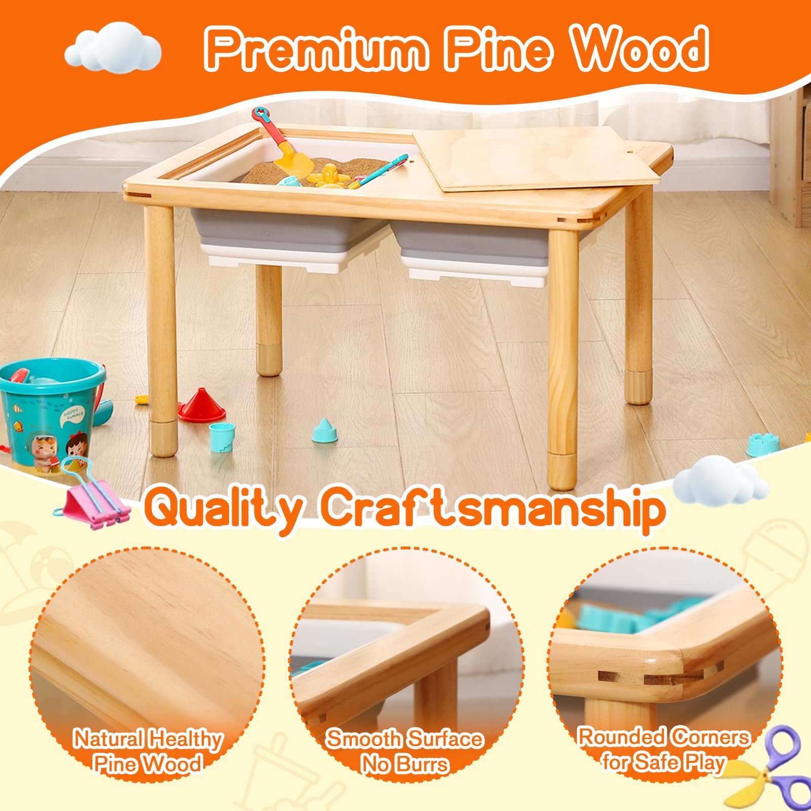 Funlio sensory table with lid transforms into dining or activity space.