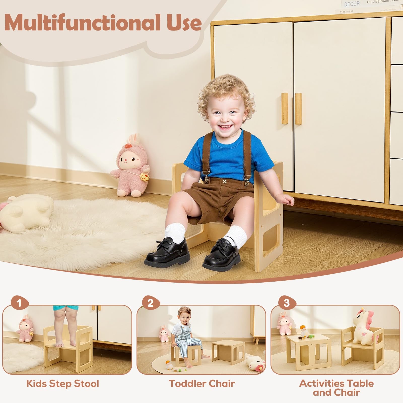 FUNLIO chair surface with smooth water-based coat supports easy cleaning.