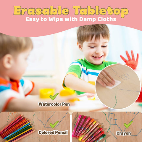 FUNLIO table surface waterproof and easy to wipe after crafts.