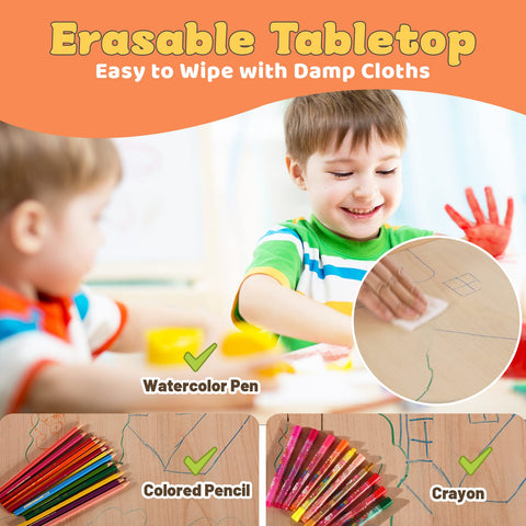 FUNLIO tabletop is waterproof and easy to wipe after crafts.