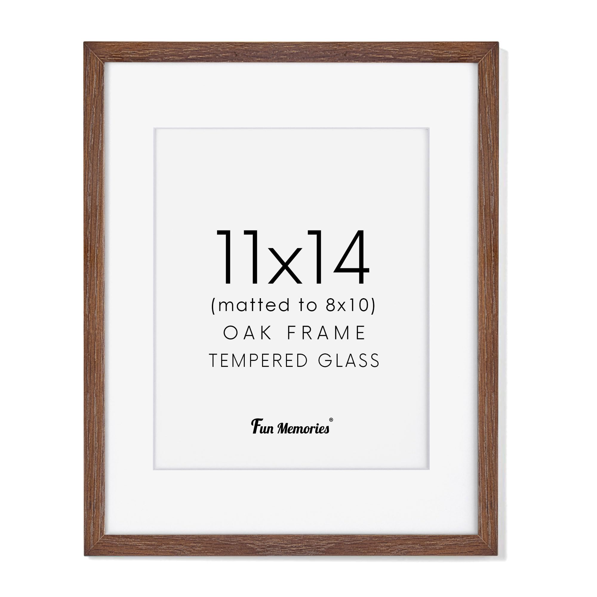 Fun Memories 11x14 oak frame close-up highlights natural wood grain.