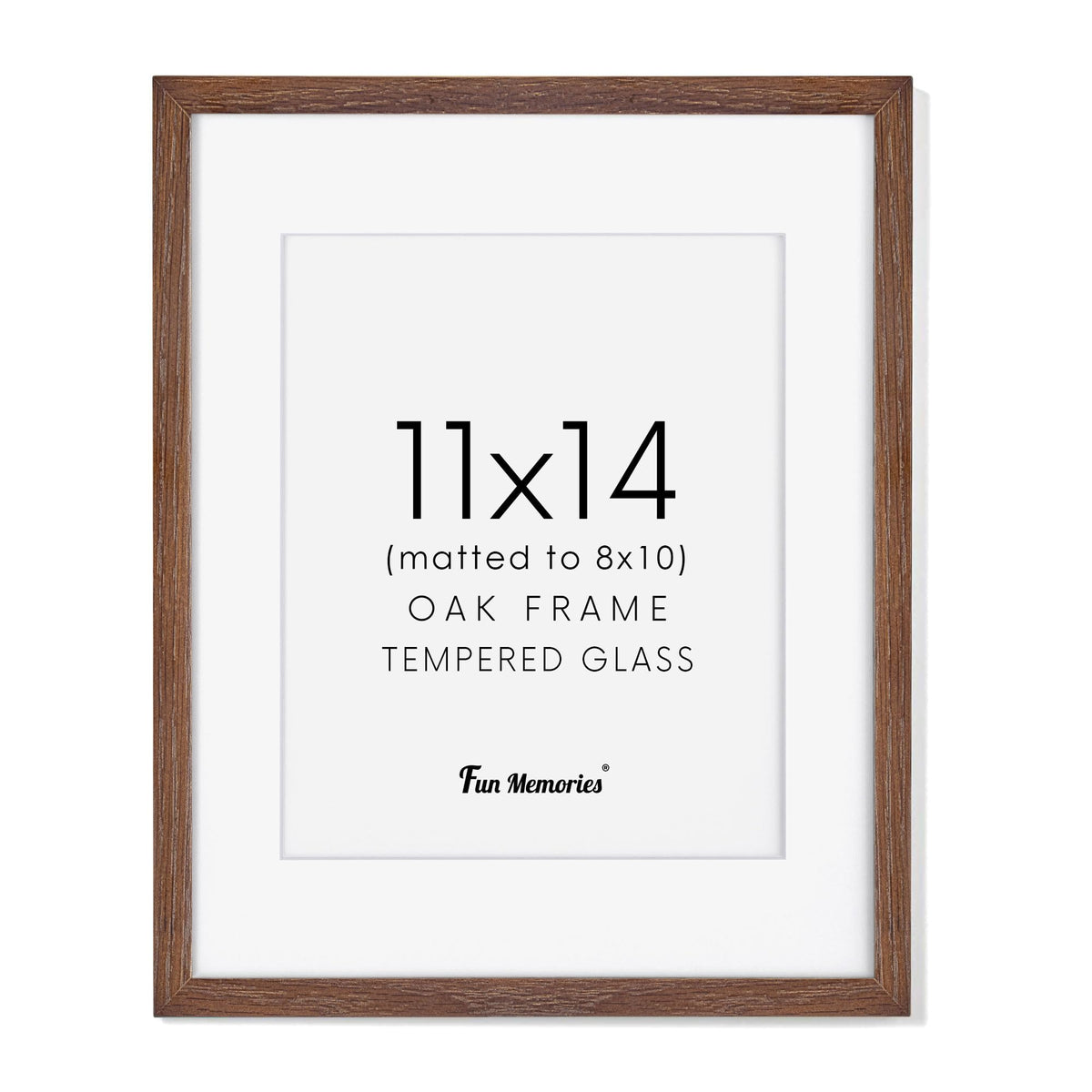Fun Memories 11x14 oak frame close-up highlights natural wood grain.